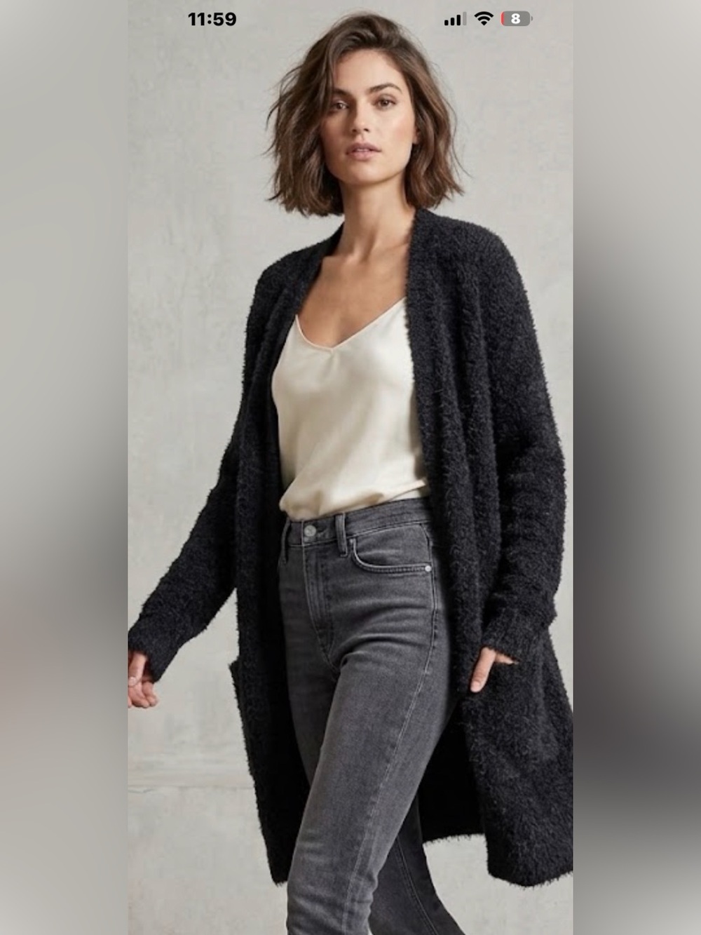 TORRID Black Fuzzy Open-Front Long Cardigan. NWT.